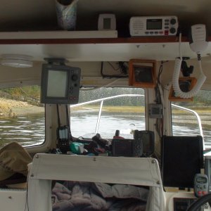 Very shallow tight anchorage in nook off Tennakee Inlet where we were protected from the storm just outside.