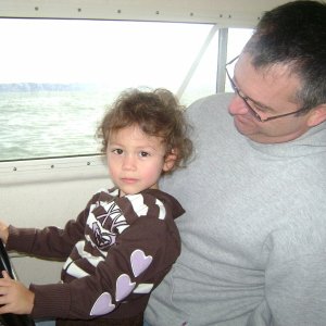 Media 'She wasn't too sure about taking the helm on the way back...' in album 'My grandaughter Nevaeh.  3 yrs old and this was her first time out.'