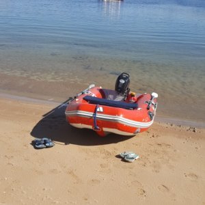 Lake Powell with our R25SC Tug Sequoia, 2018, we painted the Achilles, but we ended up really disliking it, the inflating floor and keel made it too heavy and the floor collected a lot of sand and debris.