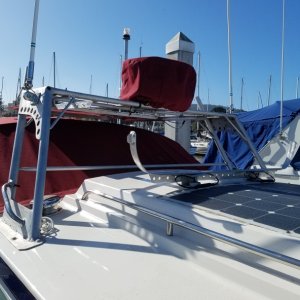 Just made this dinghy rack that will keep the dinghy off the solar panels.