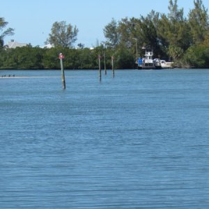 Media 'The channel over to the inter coastal.The ferry behind that takes cars to Rum Island for $55 dollars a pop!It's just across the inter coastal water way' in album 'Low mileage cream puff in Marathon. Check out the conch style decor on the bow of this unit.'