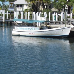 The launch over to the Rum Island Restaurant