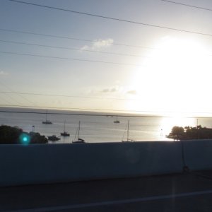 Sunset over Gilbert's resort and the anchorage near Key Largo