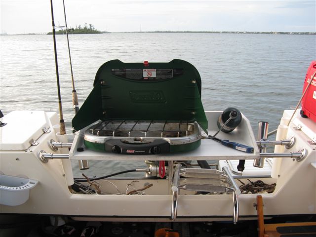 (022 22) Here's our set up for cooking.  Coleman rules!