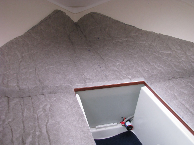 04 Completed installation.  Our HyperVent pad is taped and secured by the DAP Contact Stik, and extends up the sides of the hull wall by 6 inches