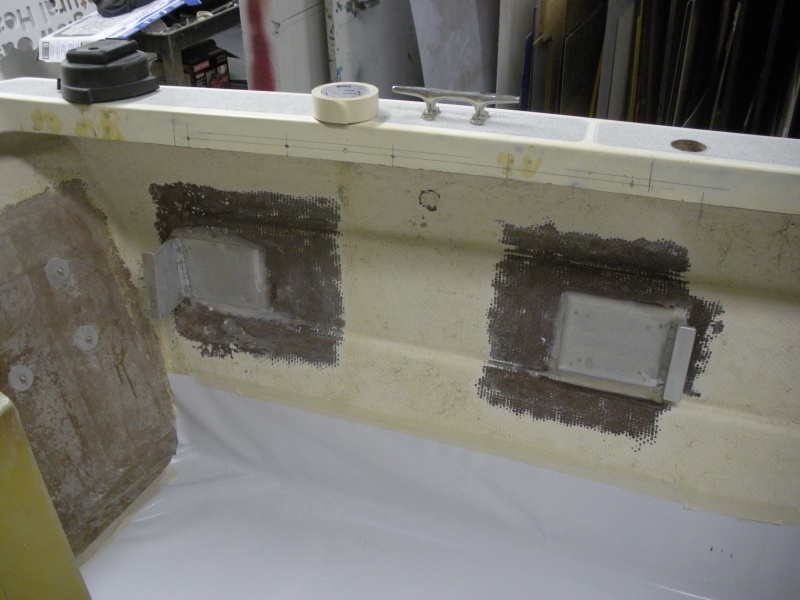 1/4" aluminum mounting brackets for fuel tank, ready to be glassed in
