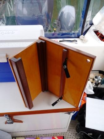 1. Bar-B-Q Bracket.
-Mahagony, Teak, and 1/2" Birch Plywood.