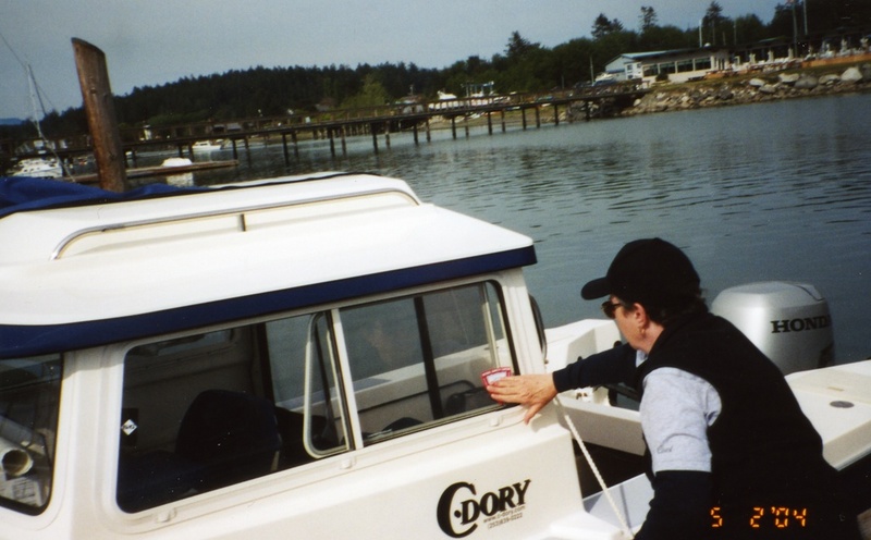 1 May 2004 Lopez Island 
Applying the safety inspection sticker.