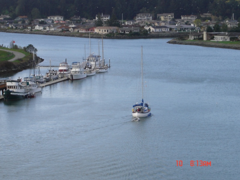 11 April The sailboat is on the other side of the LaConner bridge