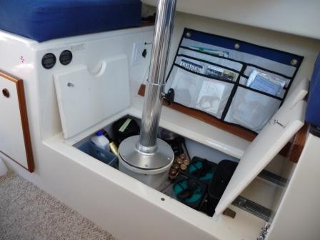 16. I insulated and cushioned all the storage compartments in the hull with 1/2" white open cell foam sheeting. We now have no condensation in our storage compartments. we also cruise all year round here in British Columbia. With the cabin interior lined and all the hull storage areas lined with insulation, and the Wallas stove, we have little concern for condensation problems.