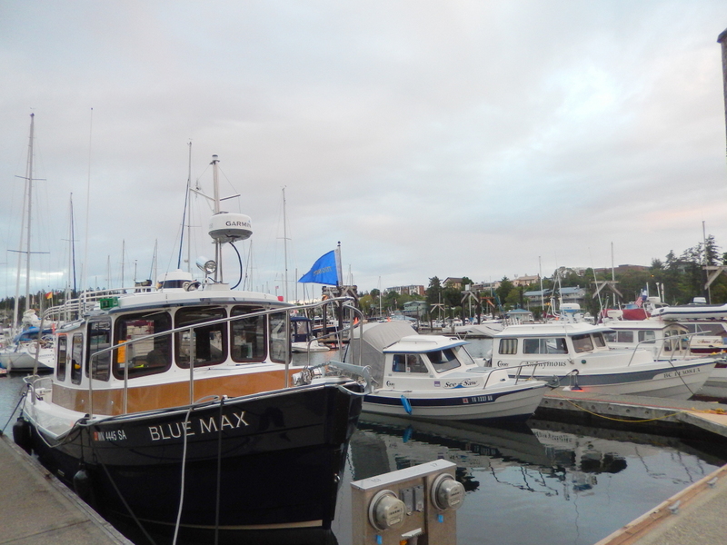 16' See-Saw nestled between a tug and a 22' C-Dory