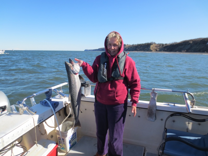1st Mate and her "White" king salmon on the Dory. June 2013