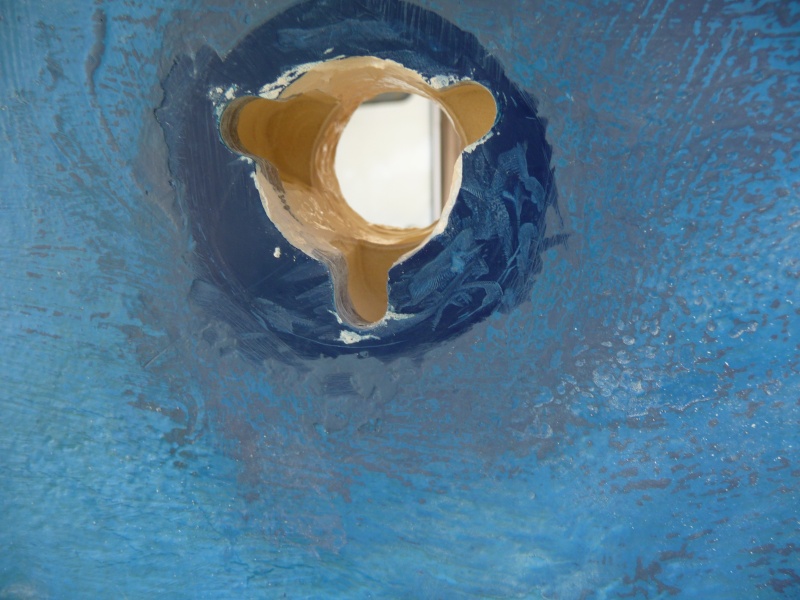 2. Drain plug hole Dremeled out and ready to receive epoxy.
