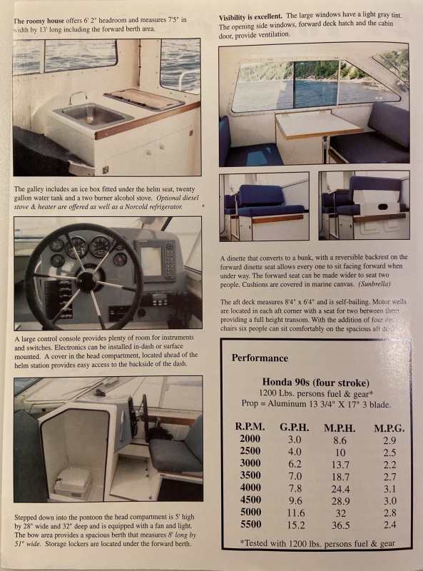 2003 TomCat 24 brochure, interior and performance
