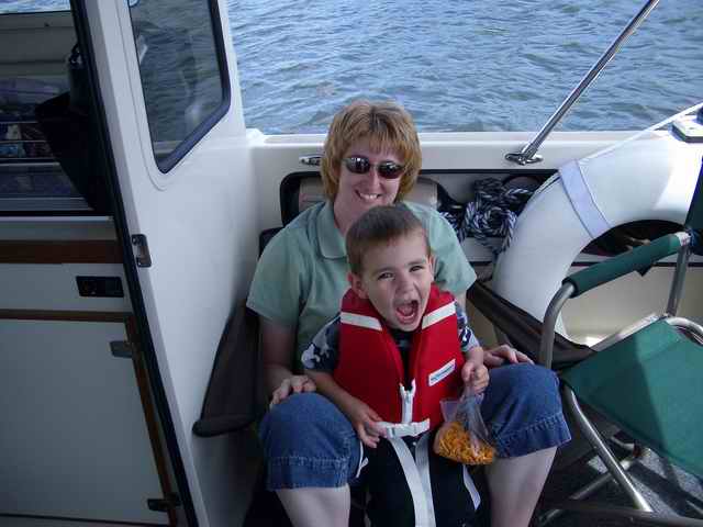20050625c One happy kid hanging out with Amy on Multnomah Channel Sauvie Island