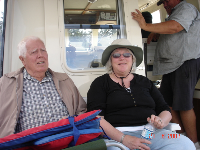 21 August Cornet Bay
 Onboard ALOYSIUS
Glenn, Beth & Roger
     (SENSEI)