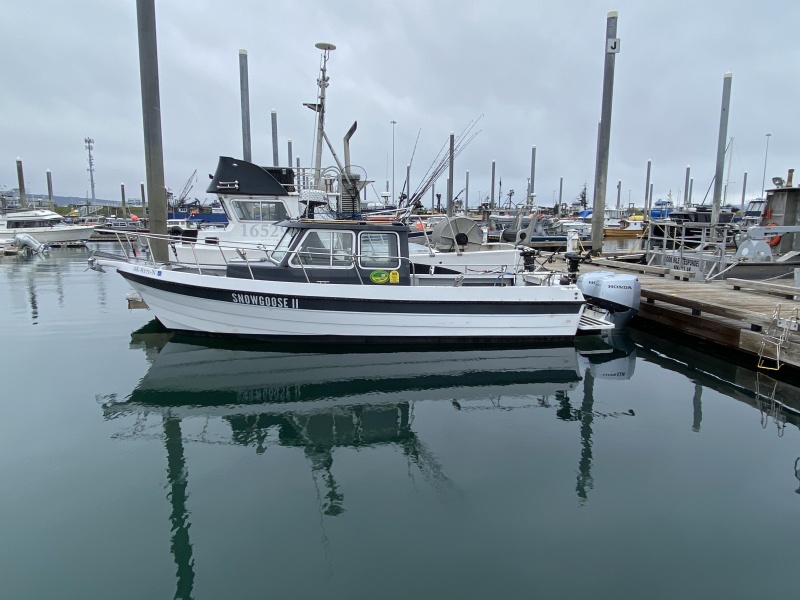 26? walk around Pro Angler, Snowgoose II (Homer, AK harbor, May 2023). This was a charter boat in Ninilchik for many years and essentially worn out. New owners did a complete restoration and repower. Now in Homer. The black cabin is not my favorite but boat looks good. Same boat as my dad?s High Tide II.