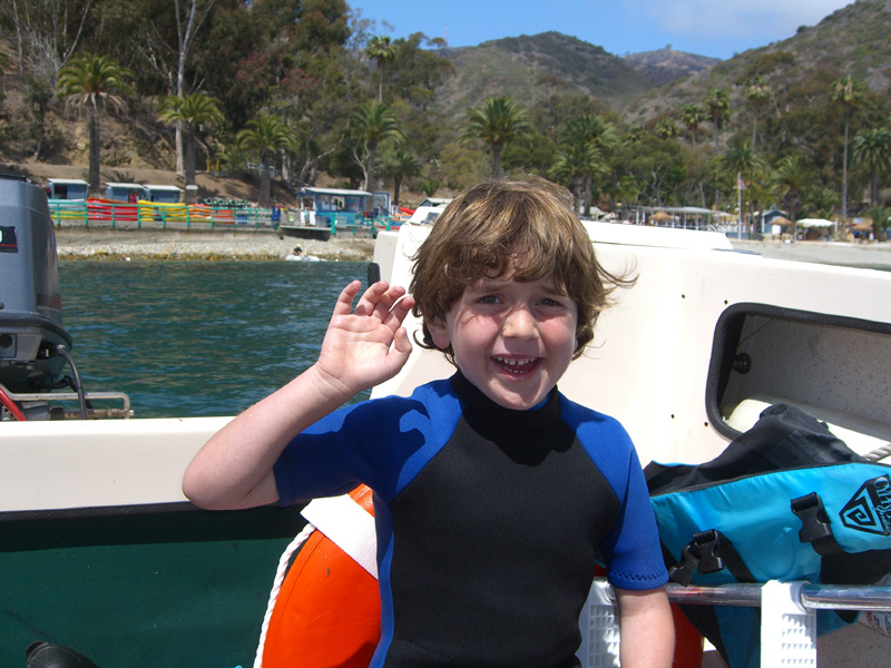 #3 getting ready to swim at Descanso (Avalon).