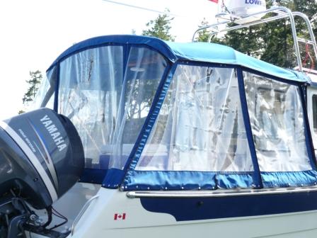 3. I prefer the clear plastic window to wrap around the outside of the lazarette storage compartments. This allows me more horizontal storage space when were not traveling and keeps the lazarette's dry.
