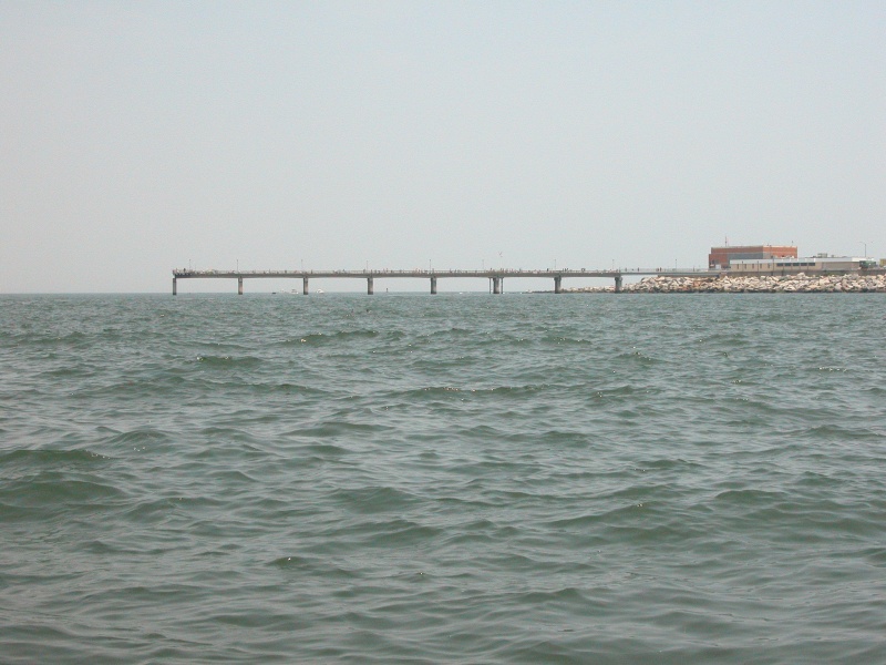 300' Fishing pier on the bay side of the 1st Island, CBBT,man made entrance to the 1st of 2 tunnels under the Chesapeake Bay that join Virginia Beach, VA to the Eastern Shore of VA..