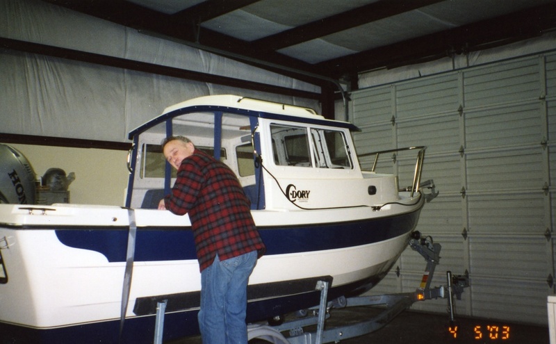 5 April 2003: C-Dory in temporary storage at the shop