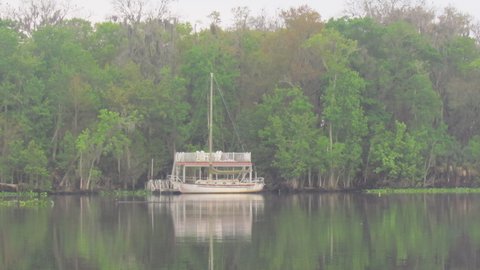 A sailboat tied up along side Turkey Island
