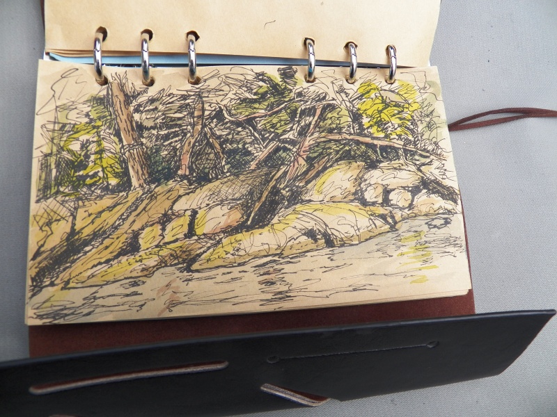 A sketch of the shoreline from my anchorage.
