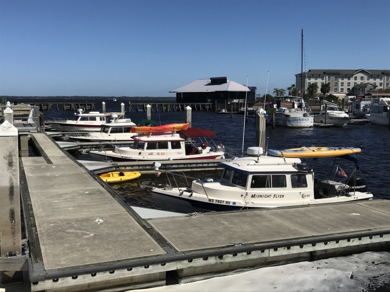 A small group at the Sanford public docks