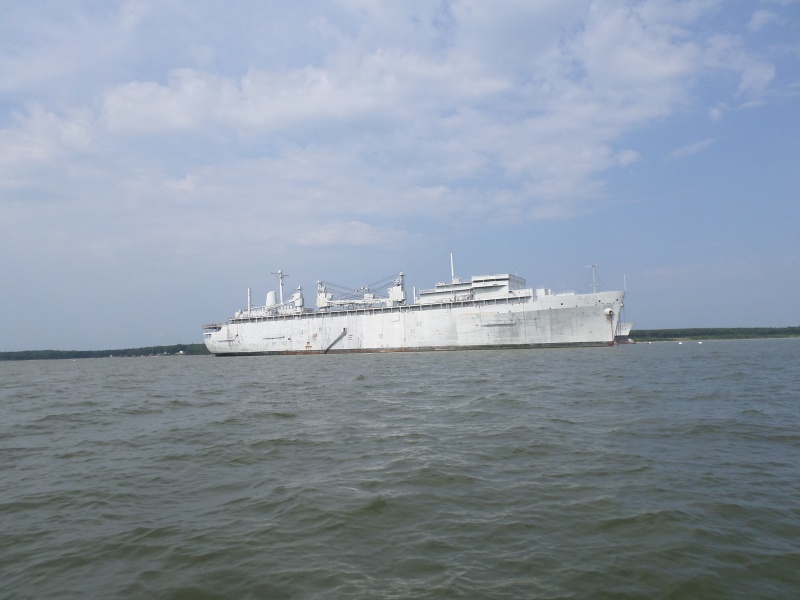 A U.S. Navy Repair Ship in the mothball fleet. The mothball fleet has been thinned in the James River in Virginia