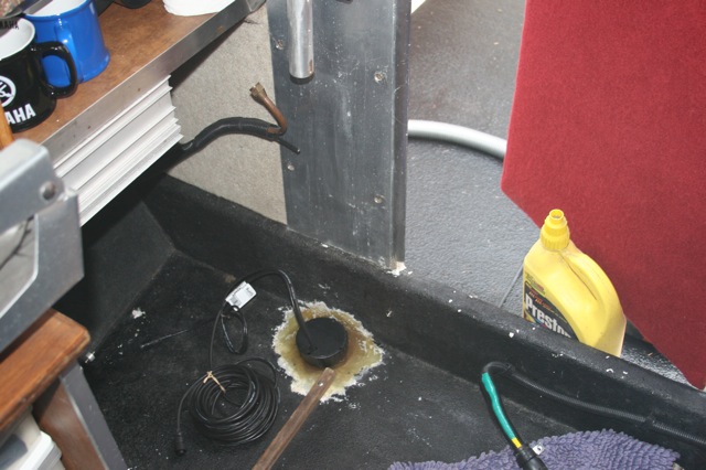about the half-way-point in the Classic hull, works great in this spot for speeds under 13 knots or so.