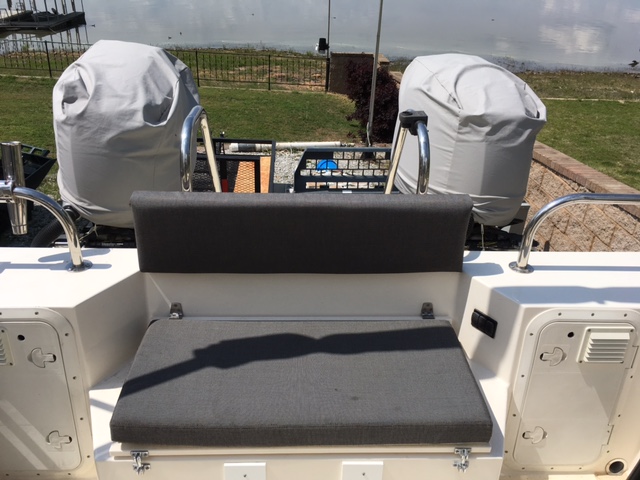 Added cushioned backrest using plastc board and sunbrella