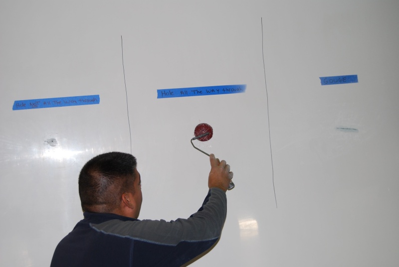 adding glass patch to dished out area