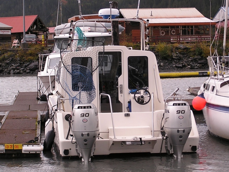 Aft steering is really handy for fishing and for manuvering around in the harbor.