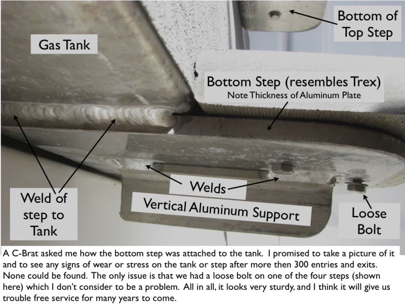 After a full season: close up of welds on bottom step