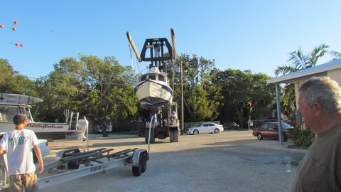 after power washing the bottom we move over to load the boat on the trailer