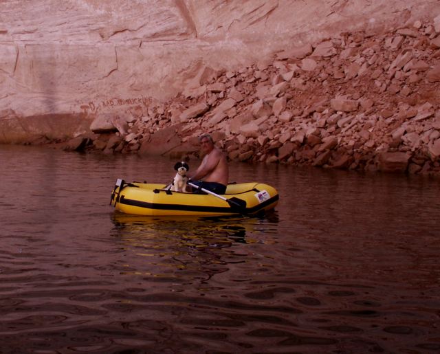 After Several Hours on the Boat, Baxter Needed to Go Ashore - Near Cathedral in  the Desert 9-21-08