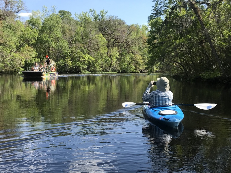 Airboat on 6 Mile Creek passing Bill