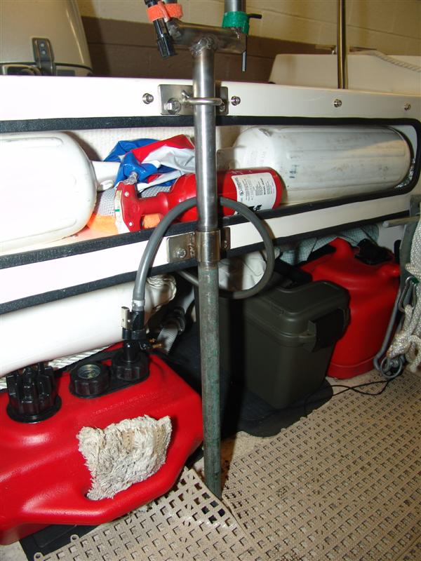 All stainless except bottom pole.