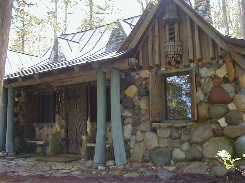 All the material for the cottage was taken from the land.  The gentleman that built the cottage put together an elaborate pully system to get the large shores from the shore to the Cottage location.