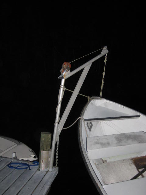 Aluminum boat davit at house