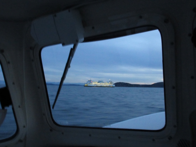 An approaching ferry as I'm leaving Anacortes towards Thatcher Pass