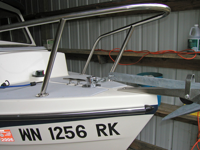 Anchor rode deck pipe view