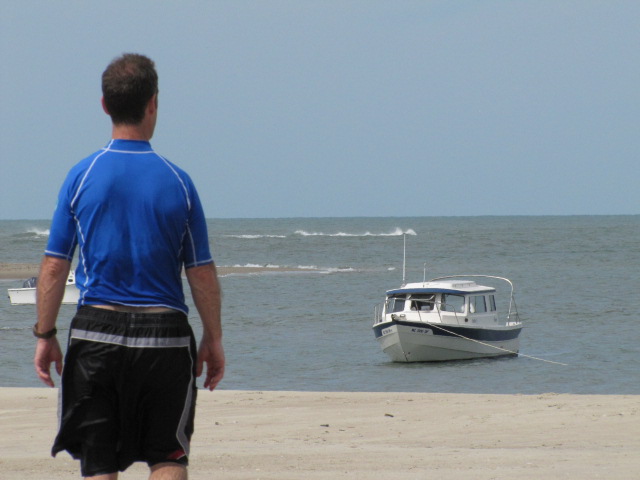 Anchored in 2 ft of water at Shark Island