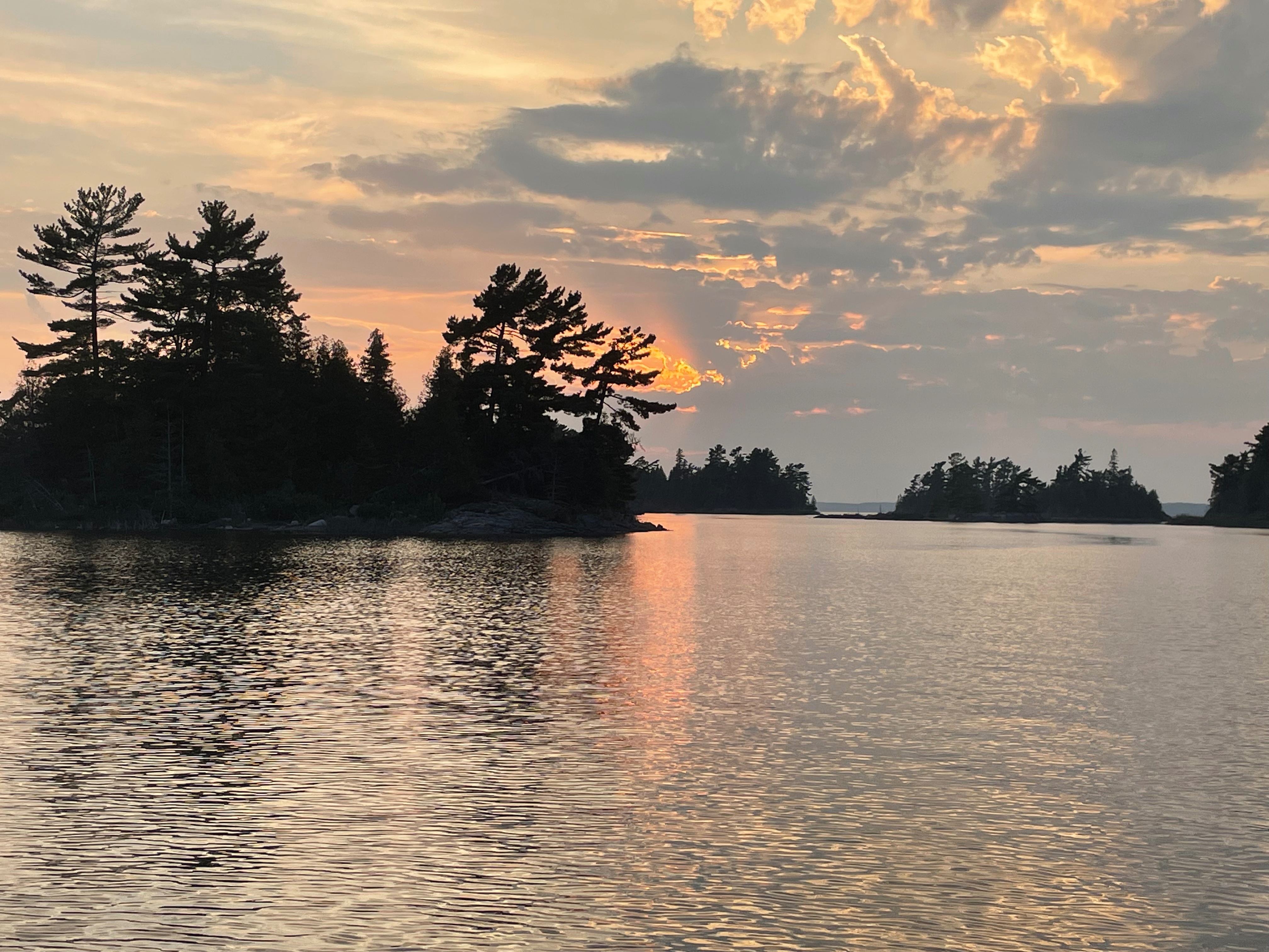 Anchored in my own little cove for the night.