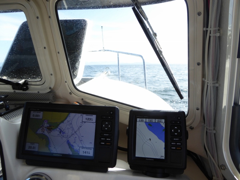 Anchored on the inside of the bar at Comox waiting for waves to die down