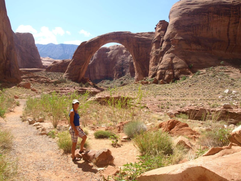 Anne at Rainbow Bridge Arch in Lake Powell