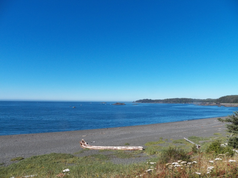 Another feature is that just over a little ridge from the protected cove you could see who was coming for miles.  The white dots are recreational fishing boats.
