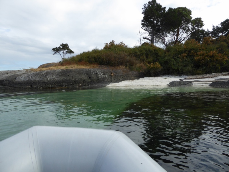 Approaching beach on Gossip Island.
