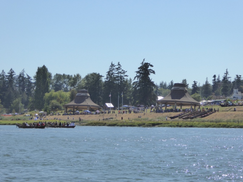 Arriving boats at Swinomish beaching and setting up for "Protocol"