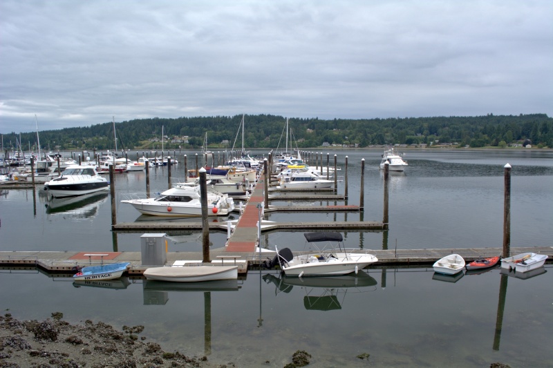 Ashore at Poulsbo.Marina only about 60% full on a Saturday afternoon after the 4th of July.